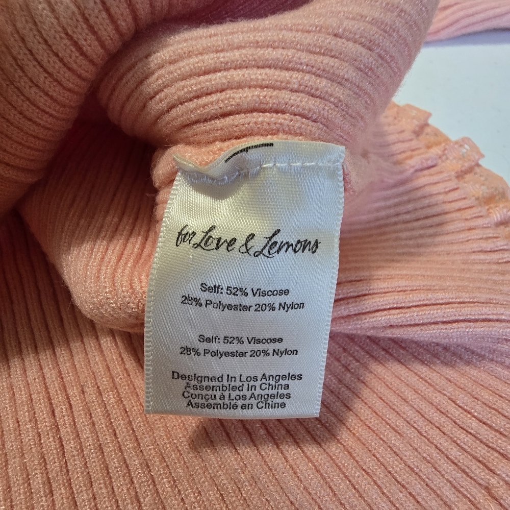 For Love And Lemons Nina Cardigan Peach Pink Women's Medium Lace - Picture 11 of 12